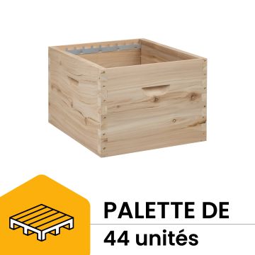 Palette de 44 corps en Cryptoméria à tenons (avec crémaillères) pour ruche Dadant 10 cadres