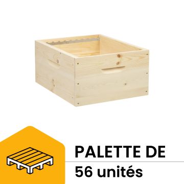 Palette de 56 corps mi-bois (avec crémaillères) pour ruche Langstroth - Ruchéco