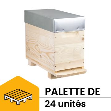 Palette de 24 ruchettes 6 cadres Dadant (corps avec crémaillères, plateau et toit en 105) - Ruchéco