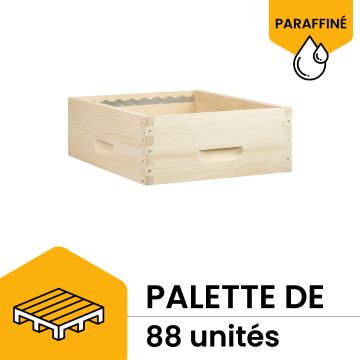 Hausses Dadant 9 cadres à tenons (avec crémaillères) Ruchéco paraffinée - Palette de 88