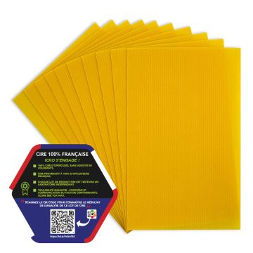 Dadant corps - 50 feuilles (5 kg) de cire gaufrée FRANÇAISE - (260 X 410 mm)
