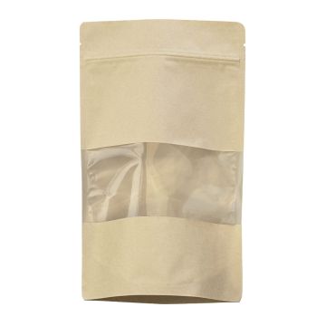 Lot de 10 sachets Doypack en papier kraft avec fenêtre - 100g