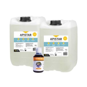Pack nourrissement & santé abeilles : 2 Apistar nouvelle formule 14kg + BeeFull Plus 250 ml