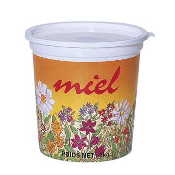 10 pots en plastique pour miel 1 kg PSL - modèle champêtre opaque