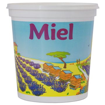 300 pots en plastique pour miel 1 kg PEP NICOT - modèle opaque lavande - avec couvercle