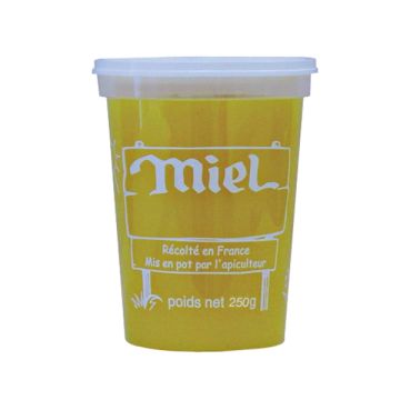 300 pots en plastique pour miel 250 g PEP NICOT - modèle miel blanc - avec couvercle