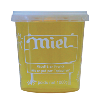 300 pots en plastique pour miel 1 kg PAL NICOT - modèle miel blanc - avec couvercle