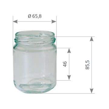 Pot en verre cylindrique 250g (212ml) TO63