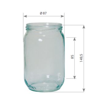 Pot en verre cylindrique 950g (720ml) TO82