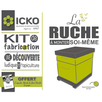 Ruche en kit Dadant 10 cadres (sans cadre) couleur vert anis - Ruchéco
