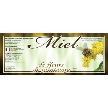 100 étiquettes personnalisables "Miel de fleurs de printemps" - 154 x 60 mm