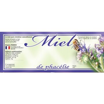 100 étiquettes personnalisables "Miel de phacélie" - 154 x 60 mm