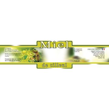 100 étiquettes personnalisables "Miel de tilleul" - 185 x 55 mm