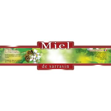100 étiquettes personnalisables "Miel de sarrasin" - 185 x 55 mm