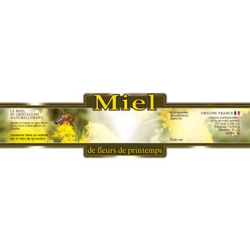 100 étiquettes personnalisables "Miel de fleurs de printemps" - 185 x 55 mm