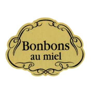 1000 étiquettes fantaisies "Bonbons au miel" - or - 28 X 38 mm