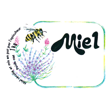 1500 étiquettes personnalisables (modèle abeille et fleur) "Miel 1 kg" - 90 x 60 mm