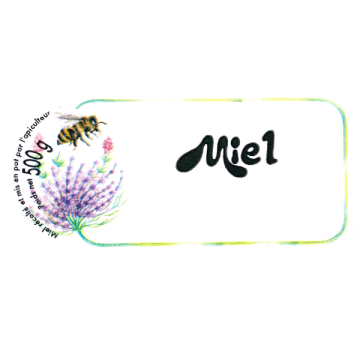 100 étiquettes personnalisables  (modèle abeille et fleur) "Miel 500 g" - 85 x 38 mm