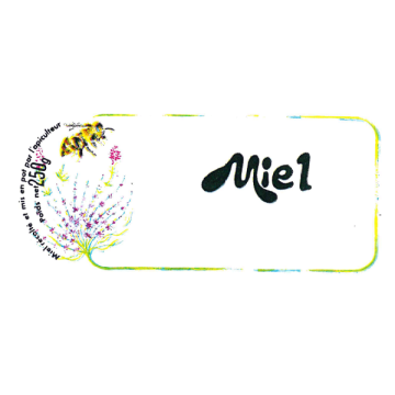 1500 étiquettes personnalisables (modèle abeille et fleur) "Miel 250 g" - 85 x 38 mm