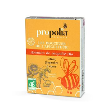 Gommes de propolis bio au parfum citron, gingembre et agave - Propolia - 45 g
