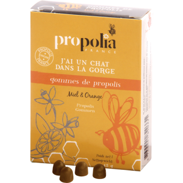 Gommes de propolis bio au parfum miel et orange - Propolia - 45 g
