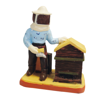 Statuette apiculteur et ruche en plâtre