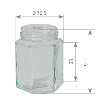 Pot en verre hexagonal 250g (195ml) TO58