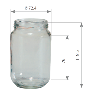 Pots en verre cylindrique 500g (370 ml) TO63