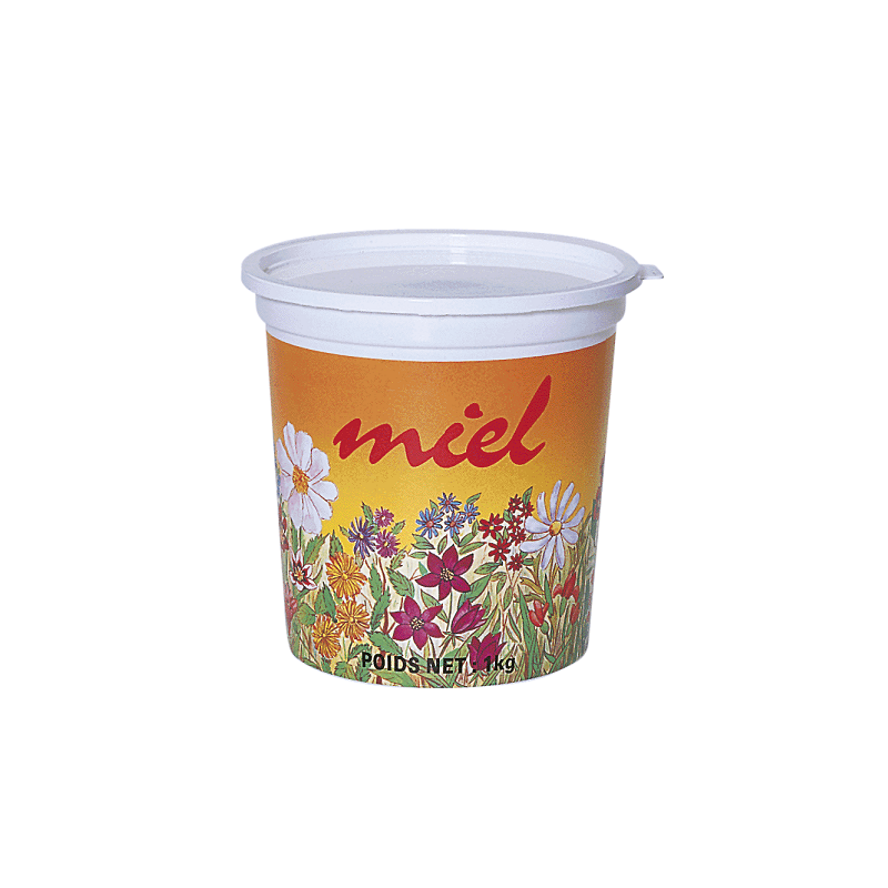 Pots opaques : 240 pots en plastique pour miel 1 kg PSL - modèle