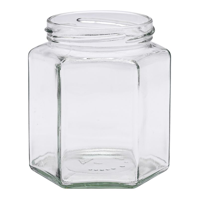 Pots en verre : Pot en verre hexagonal 500g (390ml) TO70 - Icko