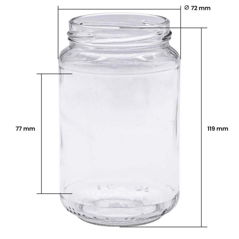 Pots en verre : Pots en verre cylindrique 500g (370 ml) TO63 - Icko  Apiculture