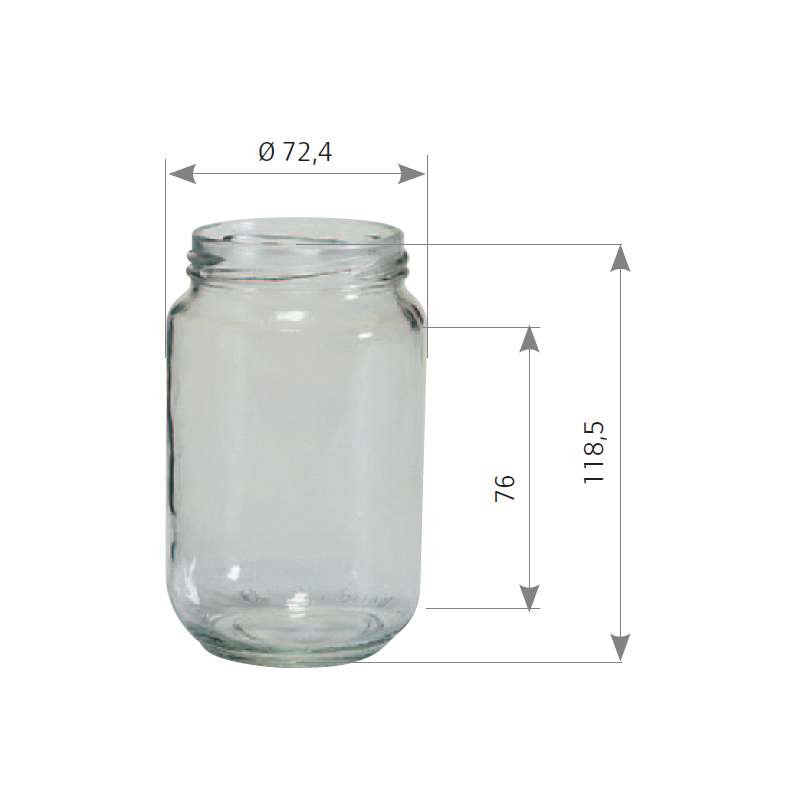 Pots à miel : Pot en verre cylindrique 500g (378ml) TO63 - Icko