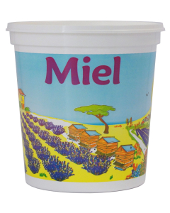 10 pots en plastique pour miel 1 kg PEP NICOT - modèle opaque lavande - avec couvercle