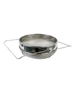 Passoire à miel double en inox avec support et bras extensibles