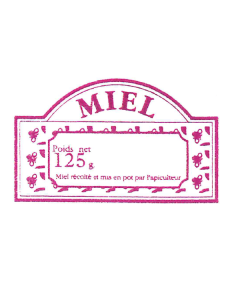 Étiquettes adhésives modèle anglais "miel 125g" - 100 unités