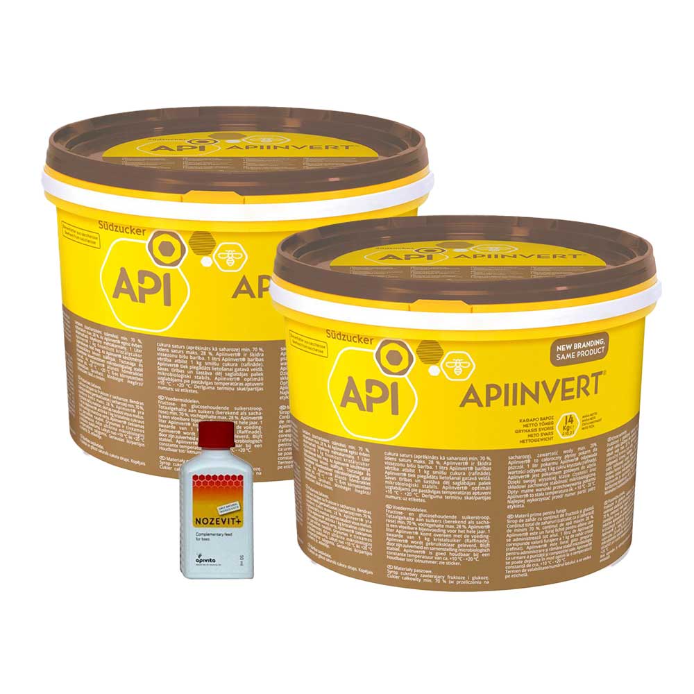 Pack nourrissement & santé abeilles - 2 Apiinvert 14kg + Nozevit+ 50ml