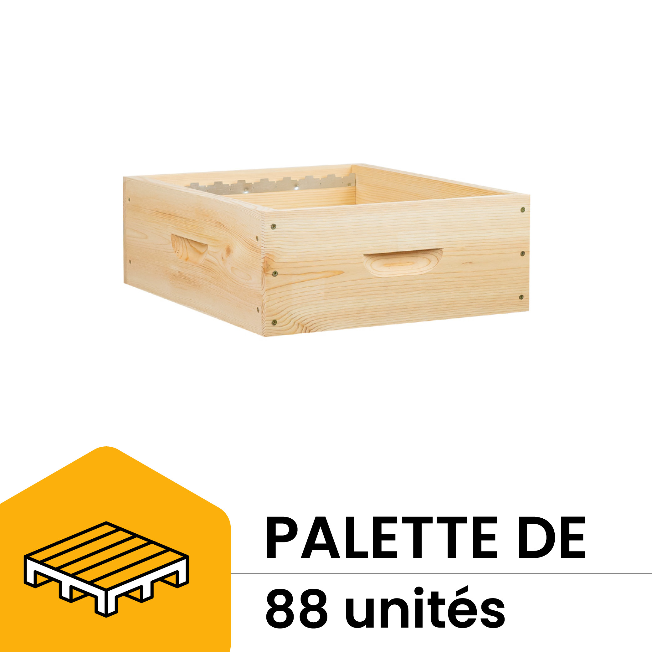 Palette de 88 hausses dadant 9 cadres ruchéco en mi-bois