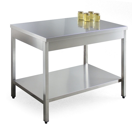 Table de miellerie en inox alimentaire - 2 niveaux - 120x70cm