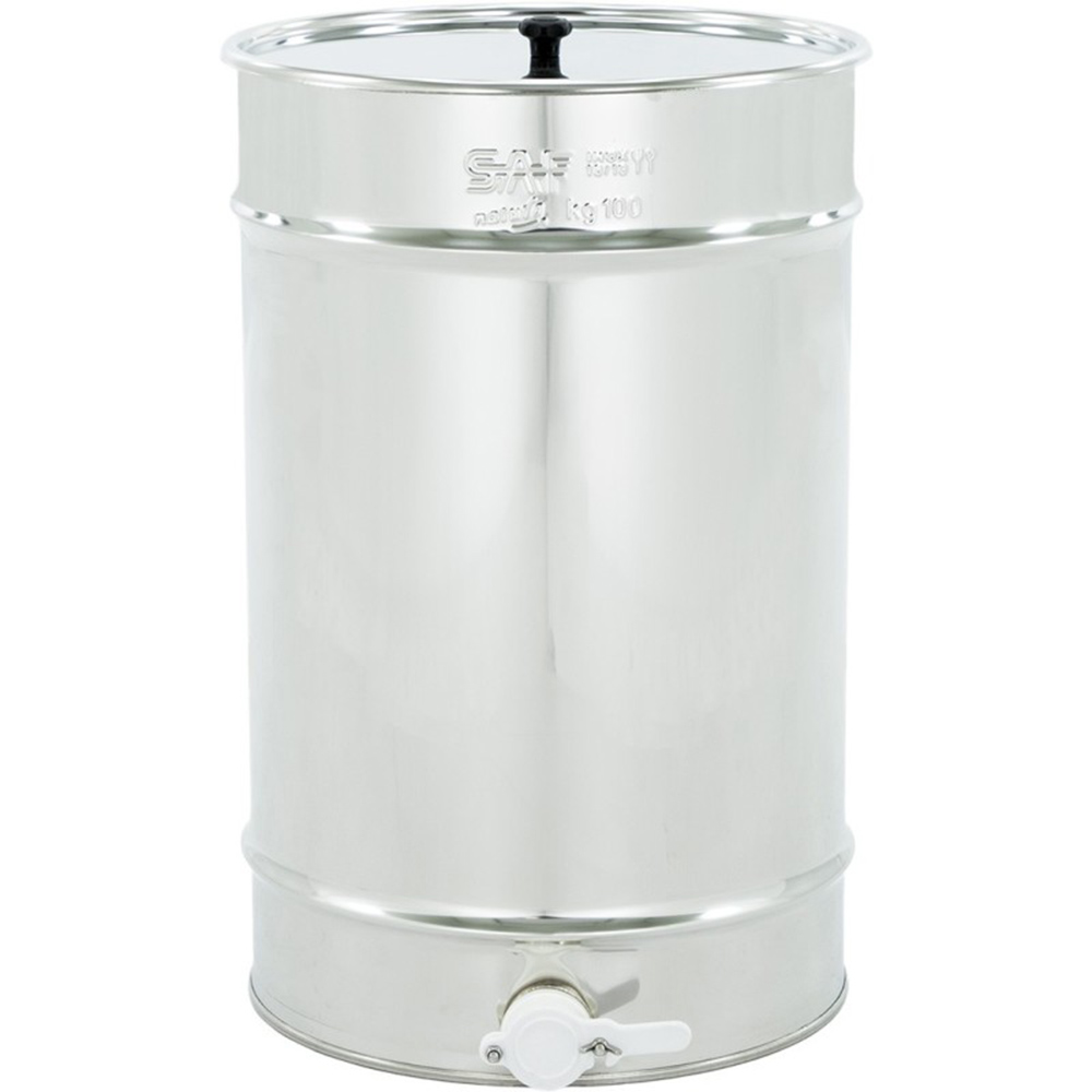 Maturateur à miel inox fond plat 100 kg avec poignées de transport