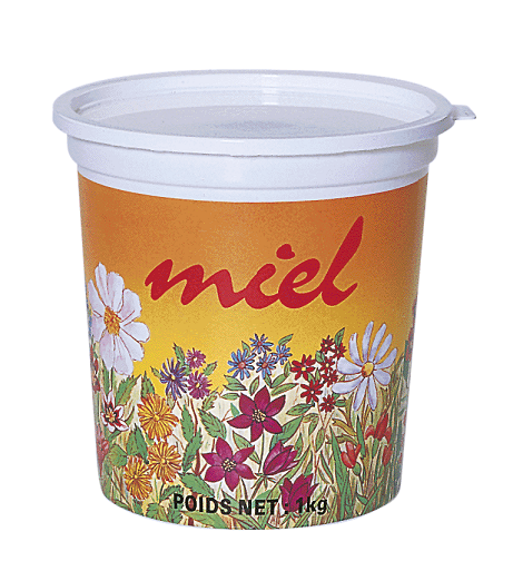 240 pots en plastique pour miel 1 kg PSL - modèle champêtre opaque