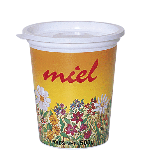 280 pots en plastique pour miel 500 g PSL - modèle champêtre opaque