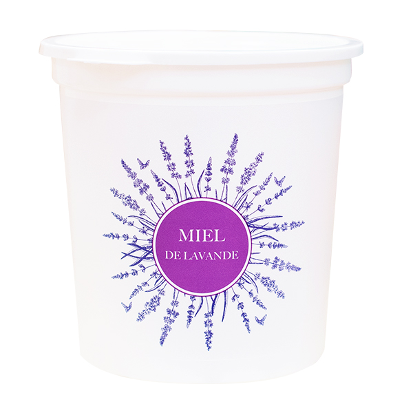 Pots plastique miel 500g motif lavande - lot de 10 avec couvercles