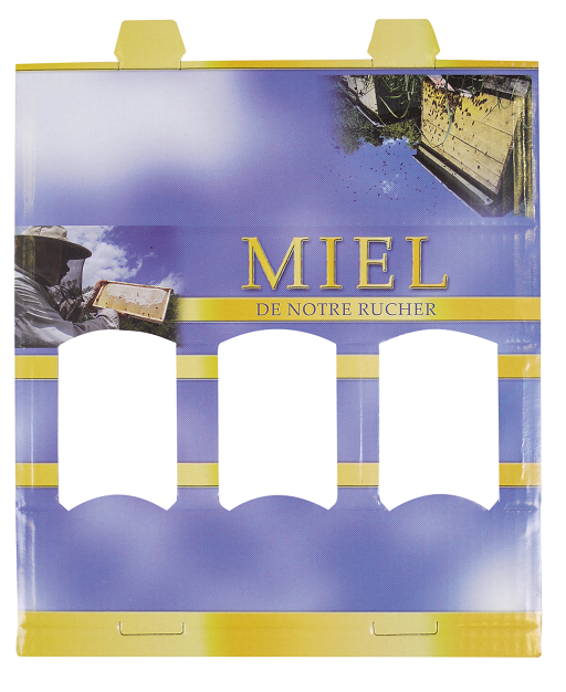 Coffret cadeau carton 'miel de notre rucher' - pour 3 pots de 40g