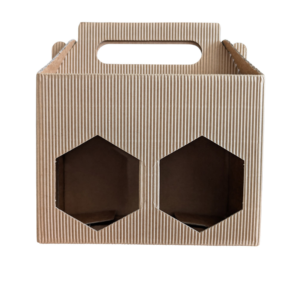 Coffret carton ondulé pour 2 pots de 500g - fenêtre alvéole