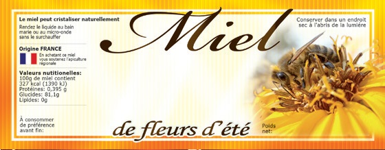100 étiquettes adhésives miel de fleurs d'été personnalisables 154x60mm