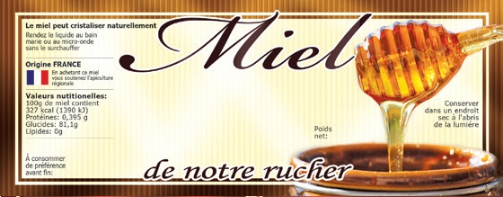 Étiquettes miel personnalisables modèle cuillère à miel 154x60 mm (x100)