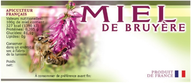 100 etiquettes adhésives personnalisables pour pots de miel de bruyère