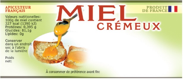 Lot de 100 étiquettes adhésives pour miel crémeux - format 116x50mm