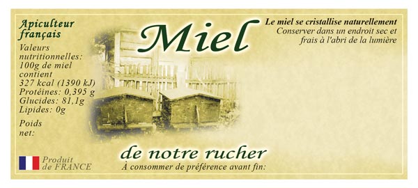 Étiquettes miel 'miel de notre rucher' antique 2 - 100 pcs (116x50mm)