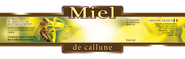 Lot de 100 étiquettes adhésives personnalisables miel de callune (185x55mm)